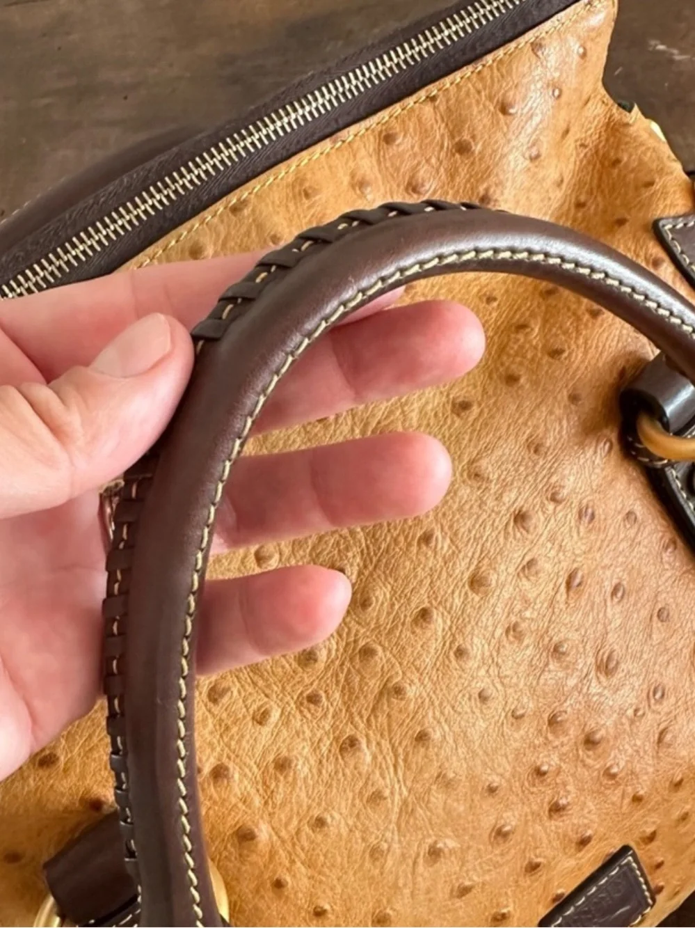 Dooney and Bourke Ostrich Embossed Leather Satchel